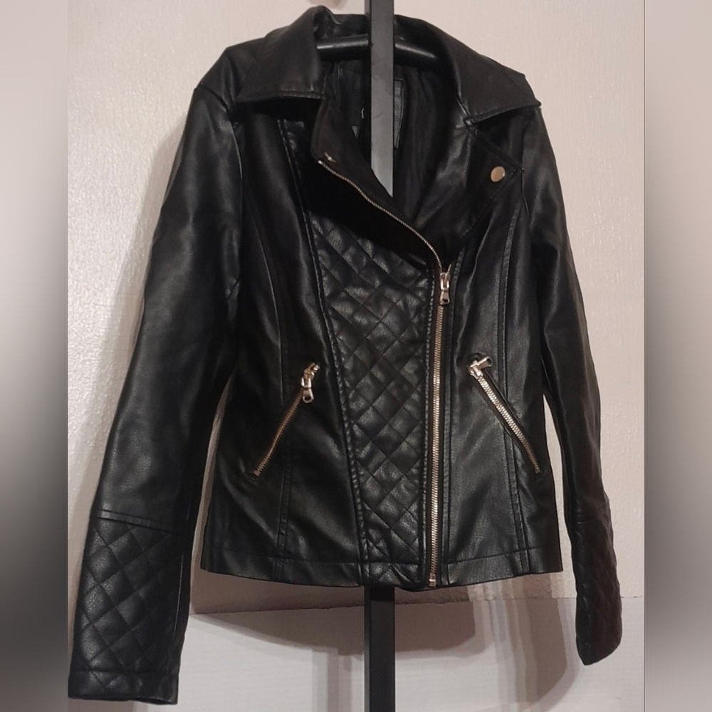 Girls Black Leather Jacket By Art Class Size 10, Zipper Closer, Gently Used